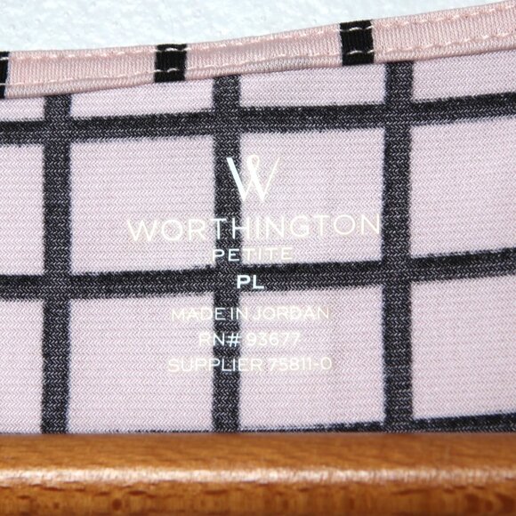 Worthington Knot Chest Blouse Stripe Check Stretch Pullover Sleeveless Pink Top - Picture 4 of 5